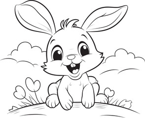 Adorable Little Bunny Kid Logo Vector Black Icon Kid Friendly Rabbit Vector Logo Black Silhouette