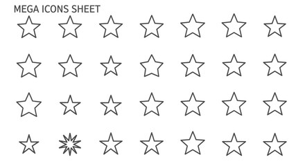 Mega Star Icons Sheet 28 Outline Star Icons for Design Projects