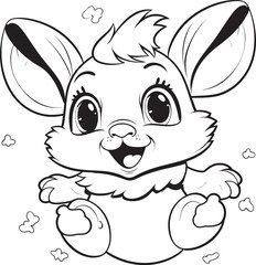 Minimalist Rabbit Child Vector Logo Black Silhouette Playful Kid Rabbit Logo Vector Black Coloring Icon