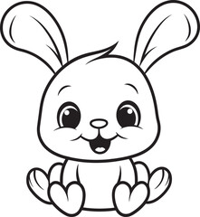 Simple Kid Rabbit Vector Logo Black Coloring Logo Kid Friendly Rabbit Child Vector Logo Black Outline Icon