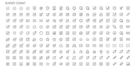 Comprehensive Collection of Survey Icons 100+ Line Icons for Web and App Design