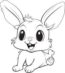 Lovely Bunny Kid Vector Logo Black Silhouette Icon Cute Rabbit Kid Vector Logo Black Coloring Design