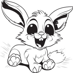 Minimalist Bunny Child Vector Logo Black Silhouette Icon Playful Rabbit Kid Vector Logo Black Coloring Design