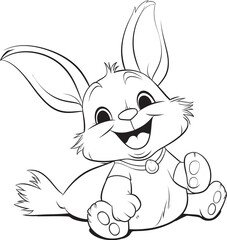 Simple Bunny Child Vector Logo Black Outline Icon Kid Friendly Rabbit Kid Vector Logo Black Silhouette Design