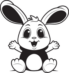 Lovely Kid Rabbit Vector Logo Black Outline Logo Cute Bunny Kid Vector Logo Black Silhouette Design