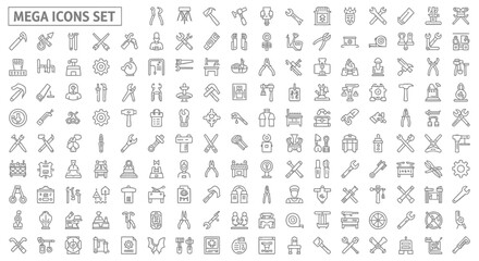 Mega Collection of Outline Tools and Construction Icons