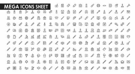 Extensive Collection of Line Icons Mega Icon Sheet for Design Projects