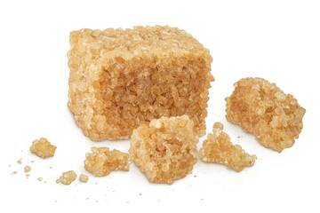 brown sugar cubes isolated on white background