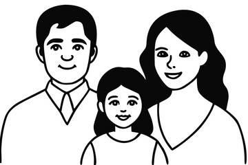 Vector illustration of a smiling family with parents and their little child