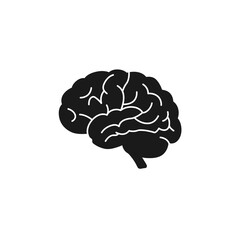 Simple black and white illustration of a human brain