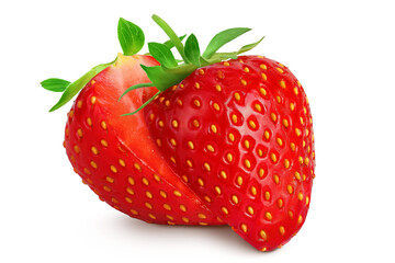 Strawberry isolated on white background. Fresh berry with depth of field