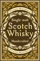 Scotch whisky - ornate vintage decorative label