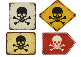 Vintage Skull and Crossbones Danger Signs Retro Warning Metal Plates