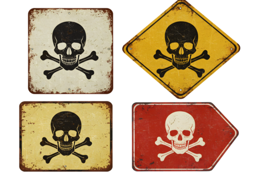 Vintage Skull and Crossbones Danger Signs Retro Warning Metal Plates