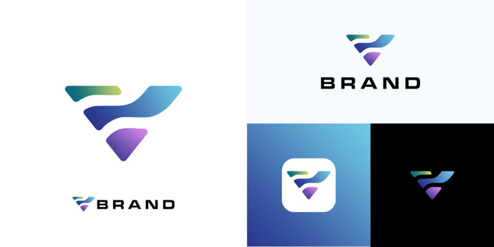 Minimal letter V with gradient color concept, Logo icon design vector editable, Symbol initial alphabet sign with modern flowing wave colorful for technology, brand identity and business company - Powered by Adobe