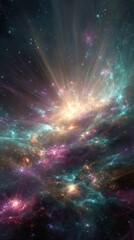 Fototapeta premium Cosmic Nebula with Radiant Light and Vibrant Colors