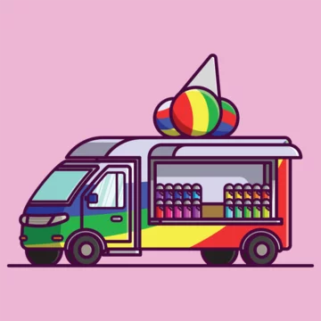 Simple Snow Cone Truck Fun cartoon vector illustration Collection of Truck Shop concept icon isolated