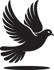 Flying Dove Silhouette Isolated on White Background