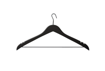 black single object clothes hanger isolated on white or transparent png