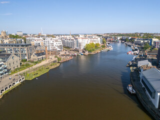 Obraz premium Image of Bristol waterfront and Quays at the downtown area. 