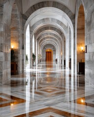 Obraz premium Marble hall with archways and patterned floor