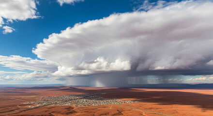 Majestic Rainstorm Over Arid Landscape