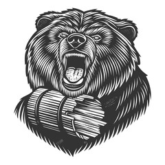 Roaring tiger collection sketch engraving vector illustration
