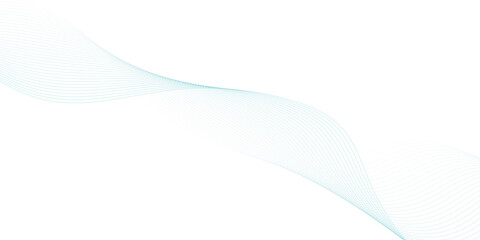 Abstract blue smooth wave on a white background. Dynamic sound wave. Design element. Vector illustration.