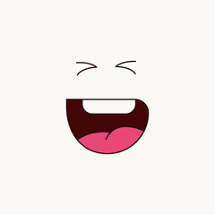 Funny vector laughing lips illustration, laughing face expression