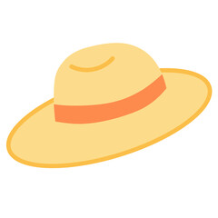Stylish line art of a wide-brim yellow sun hat. Ideal for fashion themes, summer collections, branding, and digital decor. 