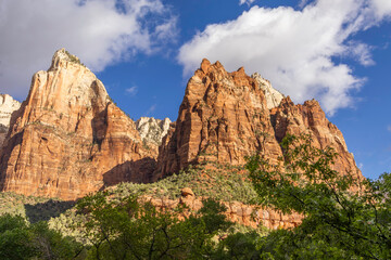 Fototapeta premium Various views from The Court of the Patriarchs section of Zion National Park in Utah