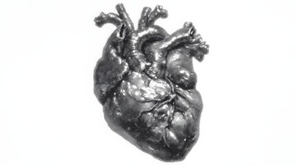 Obraz premium Realistic Human Heart Anatomy Medical Illustration Gray Scale High Resolution