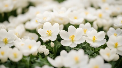 Stunning Closeup of White Spring Flowers Blooming in Garden