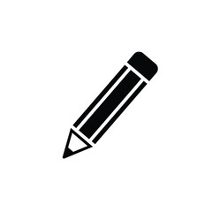 Black and White Pencil Icon - Minimalistic, Monochrome Drawing Tool Illustration