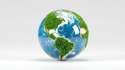 Fototapeta premium Lush Green Earth 3D Globe Environmental Conservation Sustainability Concept