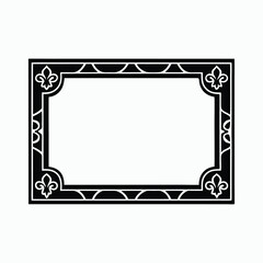 Elegant Fleur-de-Lis Certificate Frame Vector with Bold Black Border Design