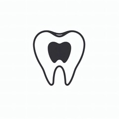 A black and white tooth illustration symbolizing dental health and the concept of a cavity.