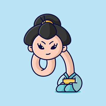 Simple Rokurokubi The Woman with the Stretching Neck cartoon vector illustration Collection of Japan ghost concept icon isolated