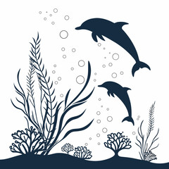 seamless pattern with dolphins