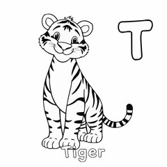 Colorful tiger drawing with the letter T to inspire creativity in young artists during art time