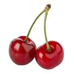 Two Juicy Cherries A Close-Up Image of Fresh, Ripe Cherries