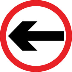 Road sign icon.Direction of movement. Warning different road sign.Permitted directions of movement at intersections, junctions and other sections of the road.Warning sign, attention road sign.
