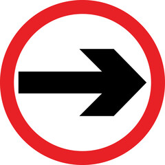 Road sign icon.Direction of movement. Warning different road sign.Permitted directions of movement at intersections, junctions and other sections of the road.Warning sign, attention road sign.