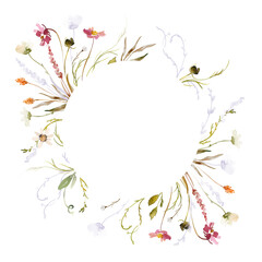 Watercolor Floral Frame – Wildflower Boho Arrangement