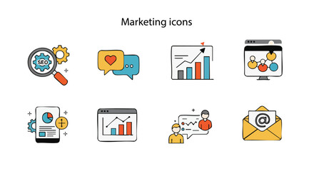 Business and Office Icons &ndash; Flat Vector Design for Corporate and Finance Use