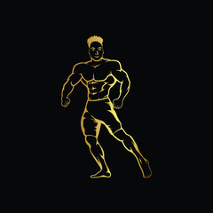 Bodybuilder Posing Icon Vector Stock Vector