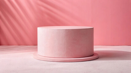Minimalist Pink Cylinder Product Display Podium Showcase Presentation Stage Backdrop Platform Promotion