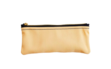 Beige pencil case with zipper isolated on transparency background for school or office use