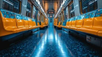 Fototapeta premium Empty subway car interior