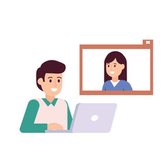 someone who is having an online meeting. video call with friends. long distance communication with friends